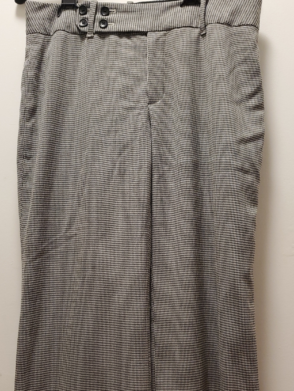 High-Waist Houndstooth Trousers in Black and White